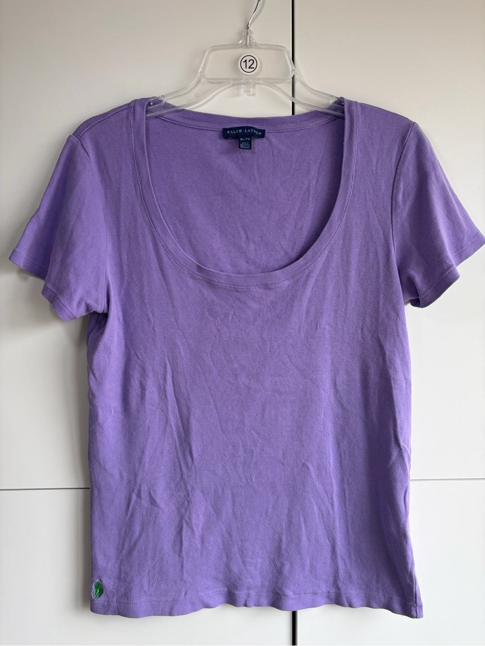 Ralph Lauren Women's 100% Cotton Scoop Neck Knit Short Sleeve Top Size XL